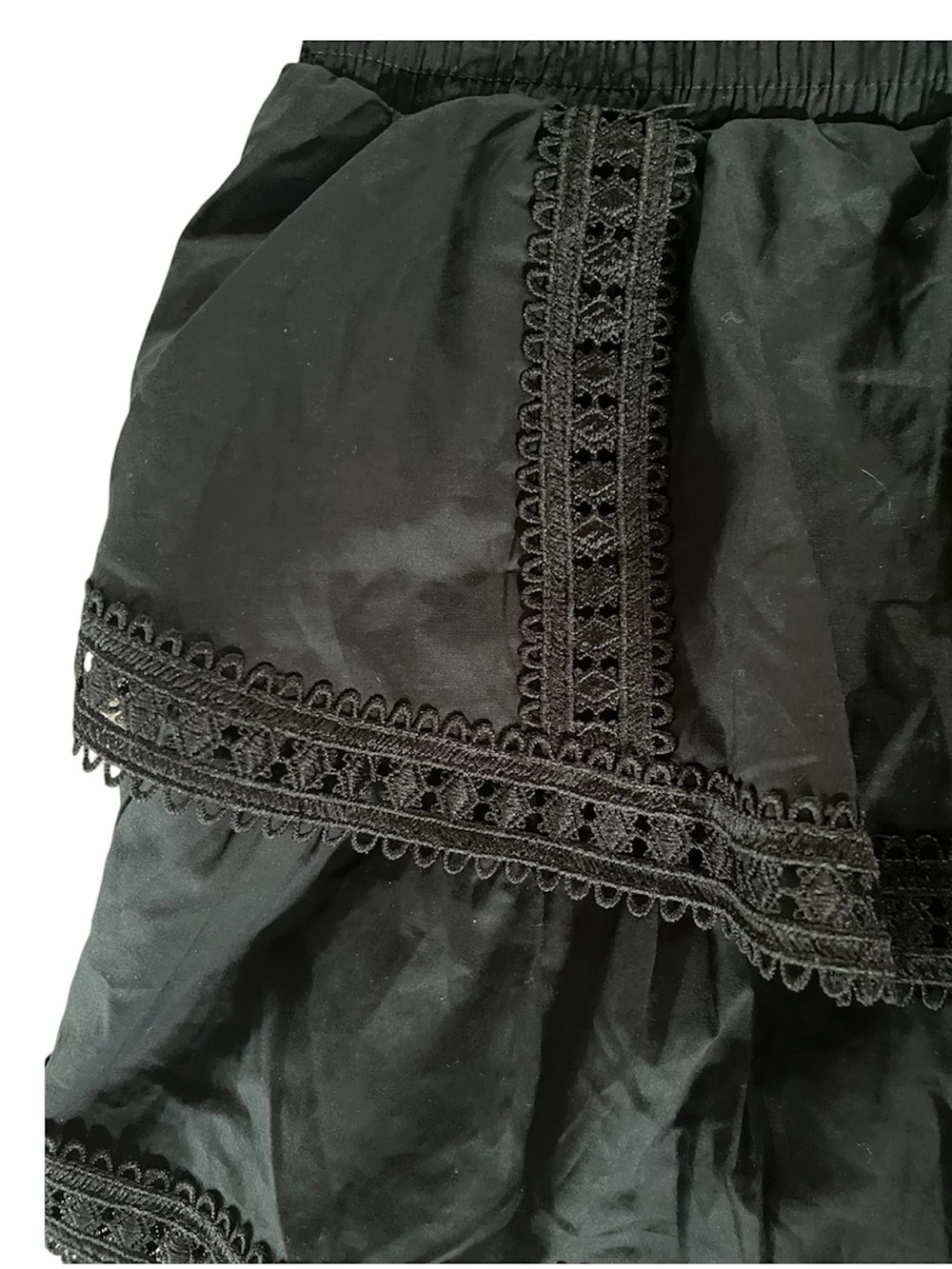 FRANCESCA’S Women's Black Tiered Embroidered Lace Trim Shorts/ Skort size XS - Picture 3 of 10
